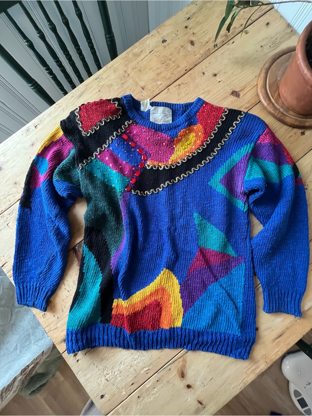 Women’s Vintage Multicolor Beaded Knit Sweater 😍 M